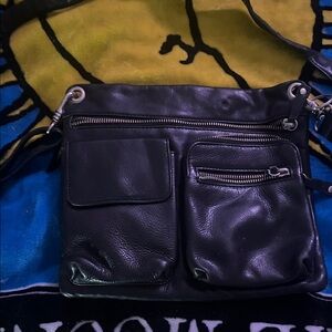 Sleek Black Leather Shoulder Bag